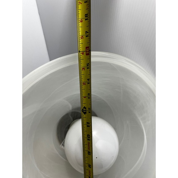 White Swirl Glass Pendant Light Fixture Brown Metal Accent Kitchen Lighting VTG - Picture 10 of 11